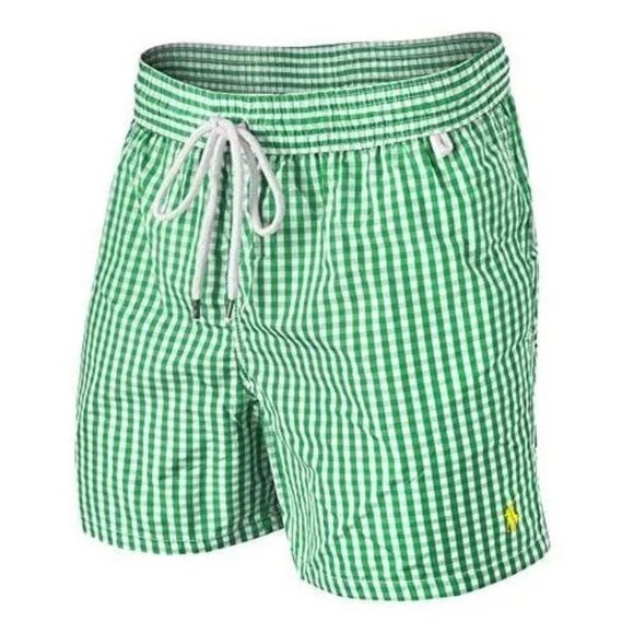 "NWT" Polo Ralph Lauren Traveler Green Gingham Swim Trunk Shorts Men's Sz. 4XB‎ - Picture 1 of 13